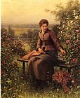 Daniel Ridgway Knight Seated Girl with Flowers painting